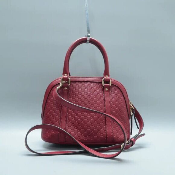 GUCCI Dome Red GG Leather Satchel 380-020125 - Picture 2 of 12